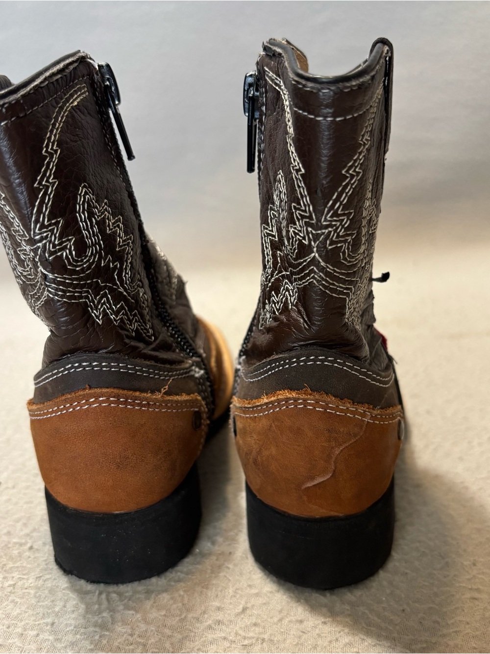 Dalton western leather cowboy boots made in MX side zipper toddler USA 6 - MX 13 - Picture 4 of 10